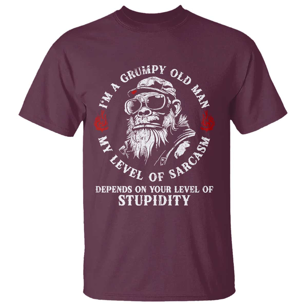 I Am A Grumpy Old Man My Level Of Sarcasm Depends On Your Level Of Stupidity T Shirt Funny Old Bigfoot
