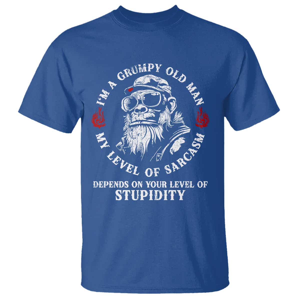 I Am A Grumpy Old Man My Level Of Sarcasm Depends On Your Level Of Stupidity T Shirt Funny Old Bigfoot
