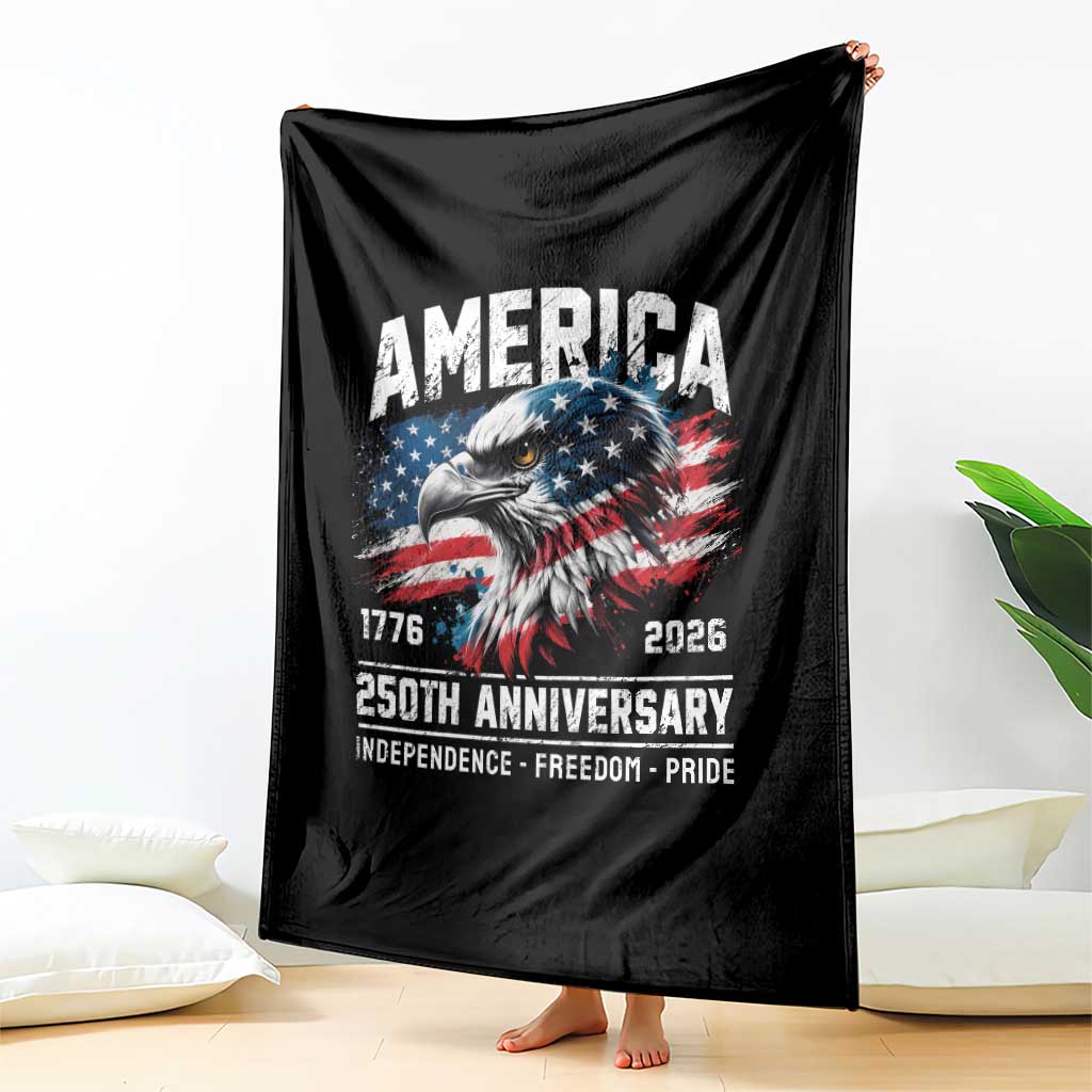 America 250th Anniversary Throw Blanket USA Patriotic Eagle 1776 2026 Independence Freedom Pride