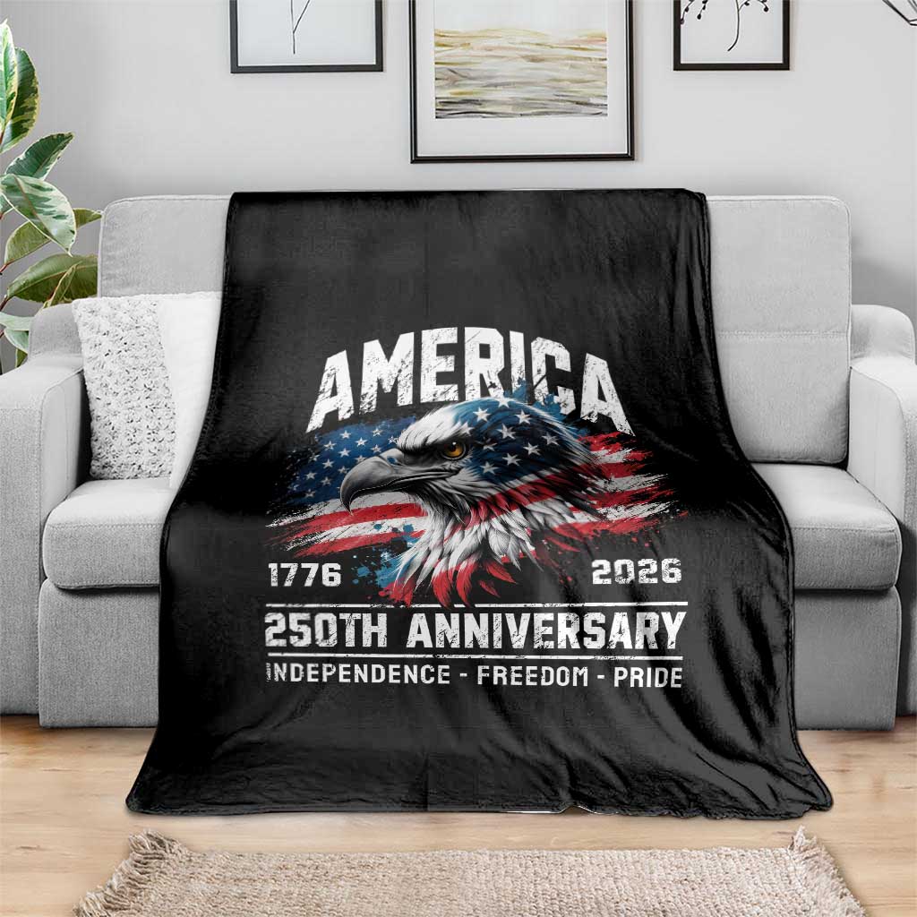 America 250th Anniversary Throw Blanket USA Patriotic Eagle 1776 2026 Independence Freedom Pride