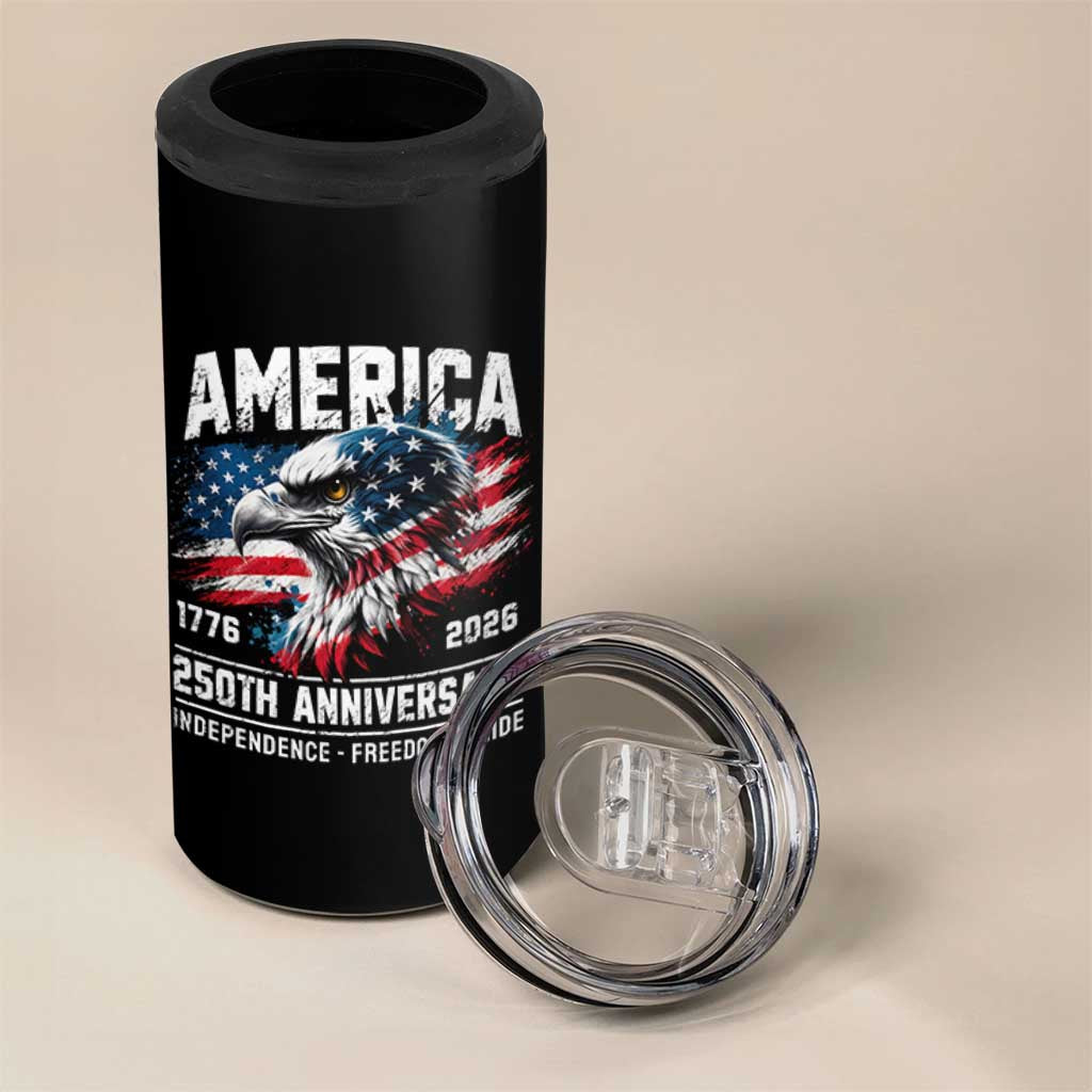 America 250th Anniversary 4 in 1 Can Cooler Tumbler USA Patriotic Eagle 1776 2026 Independence Freedom Pride