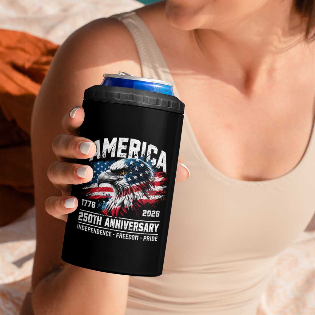 America 250th Anniversary 4 in 1 Can Cooler Tumbler USA Patriotic Eagle 1776 2026 Independence Freedom Pride