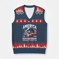 America 250th Anniversary V-Neck Knit Sweater Vest USA Patriotic Eagle 1776 2026 Independence Freedom Pride
