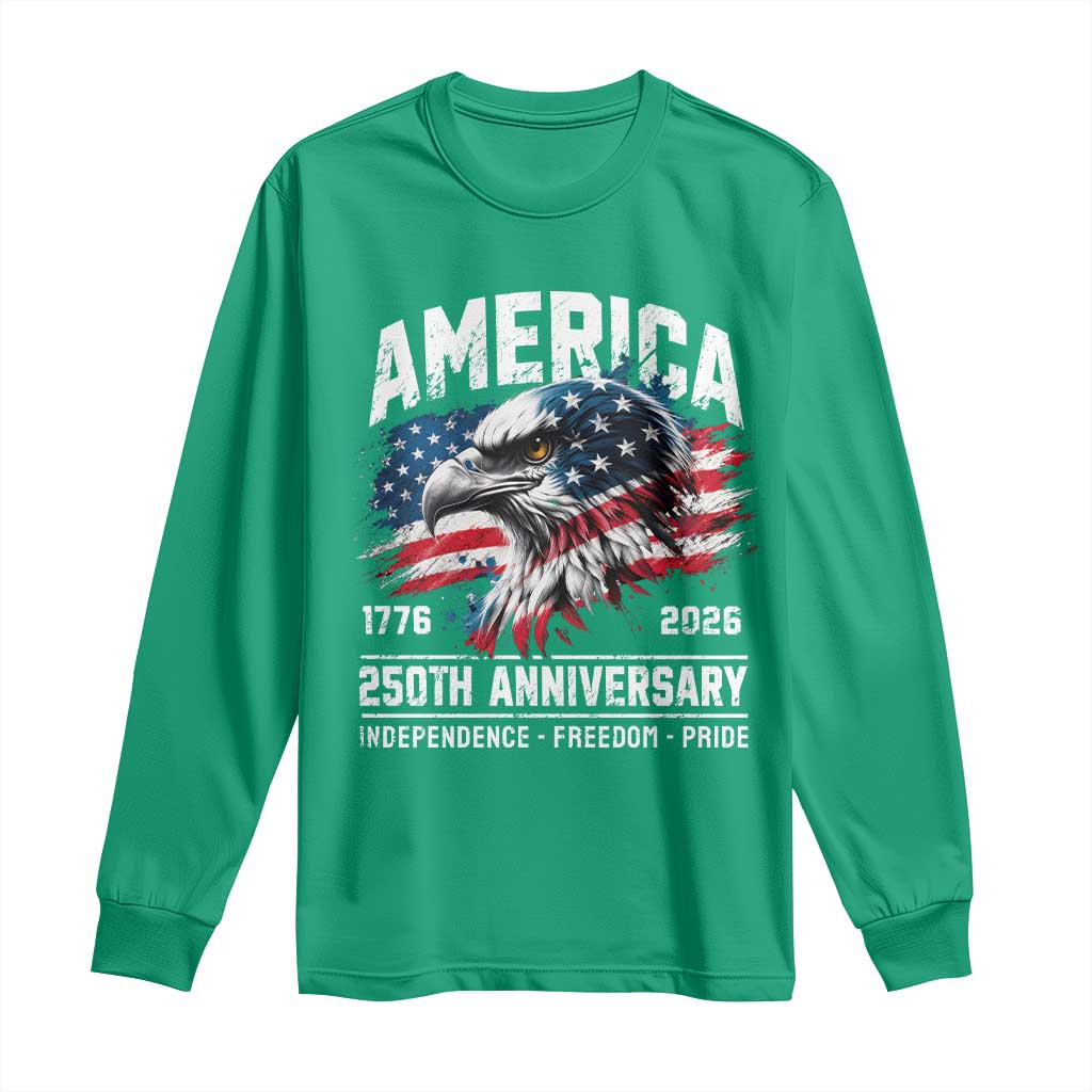 America 250th Anniversary Long Sleeve Shirt USA Patriotic Eagle 1776 2026 Independence Freedom Pride