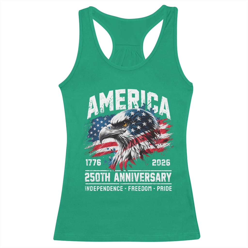 America 250th Anniversary Racerback Tank Top USA Patriotic Eagle 1776 2026 Independence Freedom Pride