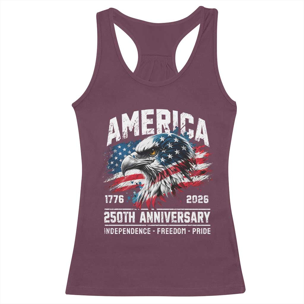America 250th Anniversary Racerback Tank Top USA Patriotic Eagle 1776 2026 Independence Freedom Pride