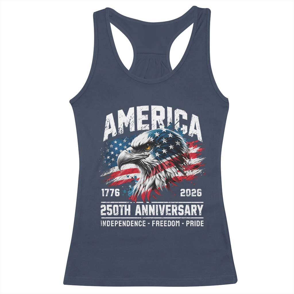 America 250th Anniversary Racerback Tank Top USA Patriotic Eagle 1776 2026 Independence Freedom Pride