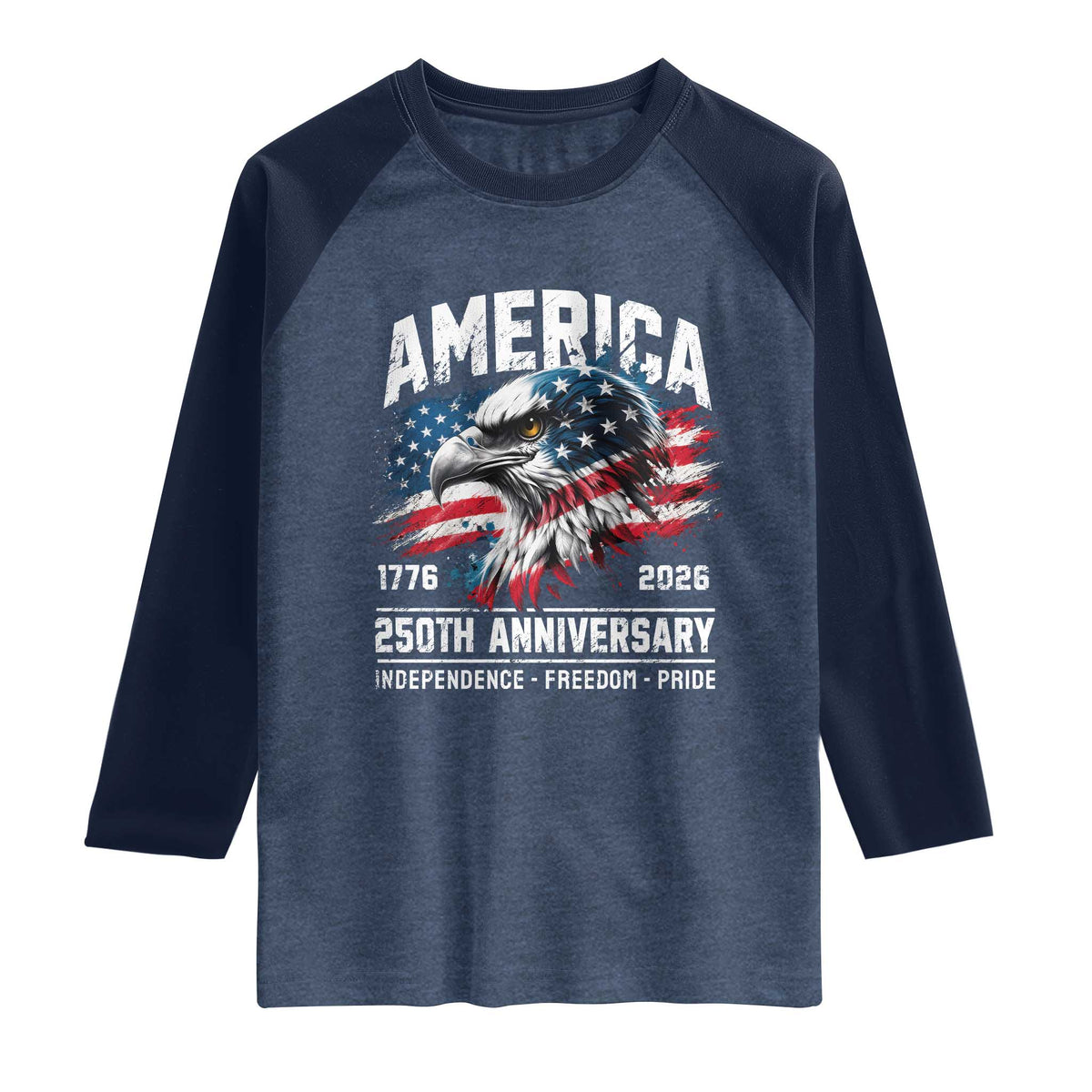 America 250th Anniversary Raglan Shirt USA Patriotic Eagle 1776 2026 Independence Freedom Pride