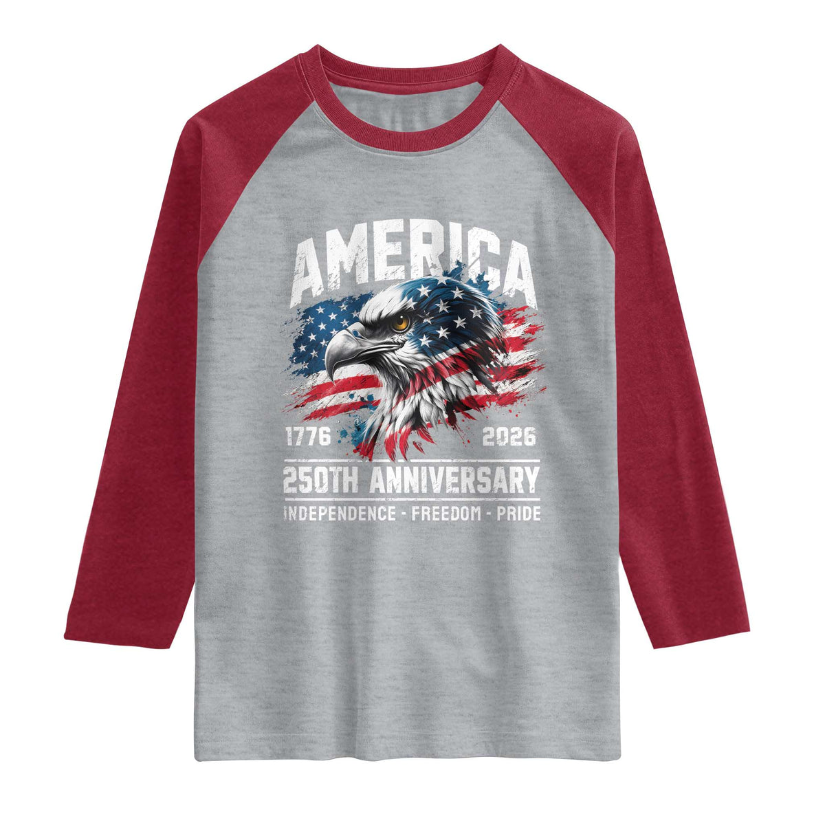 America 250th Anniversary Raglan Shirt USA Patriotic Eagle 1776 2026 Independence Freedom Pride