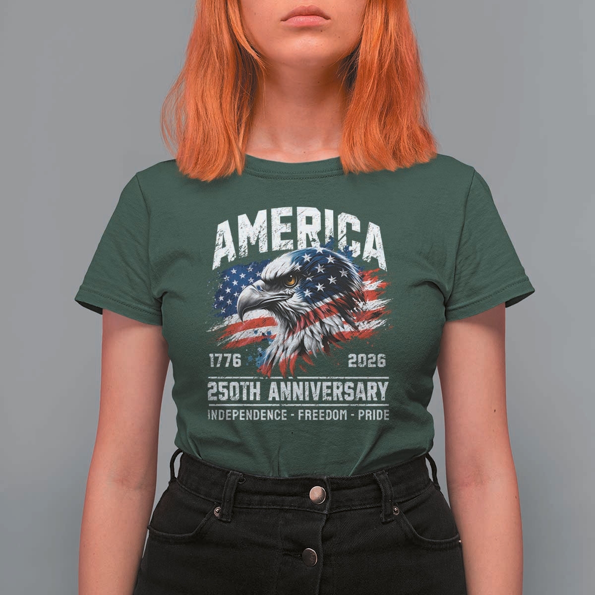America 250th Anniversary T Shirt For Women USA Patriotic Eagle 1776 2026 Independence Freedom Pride