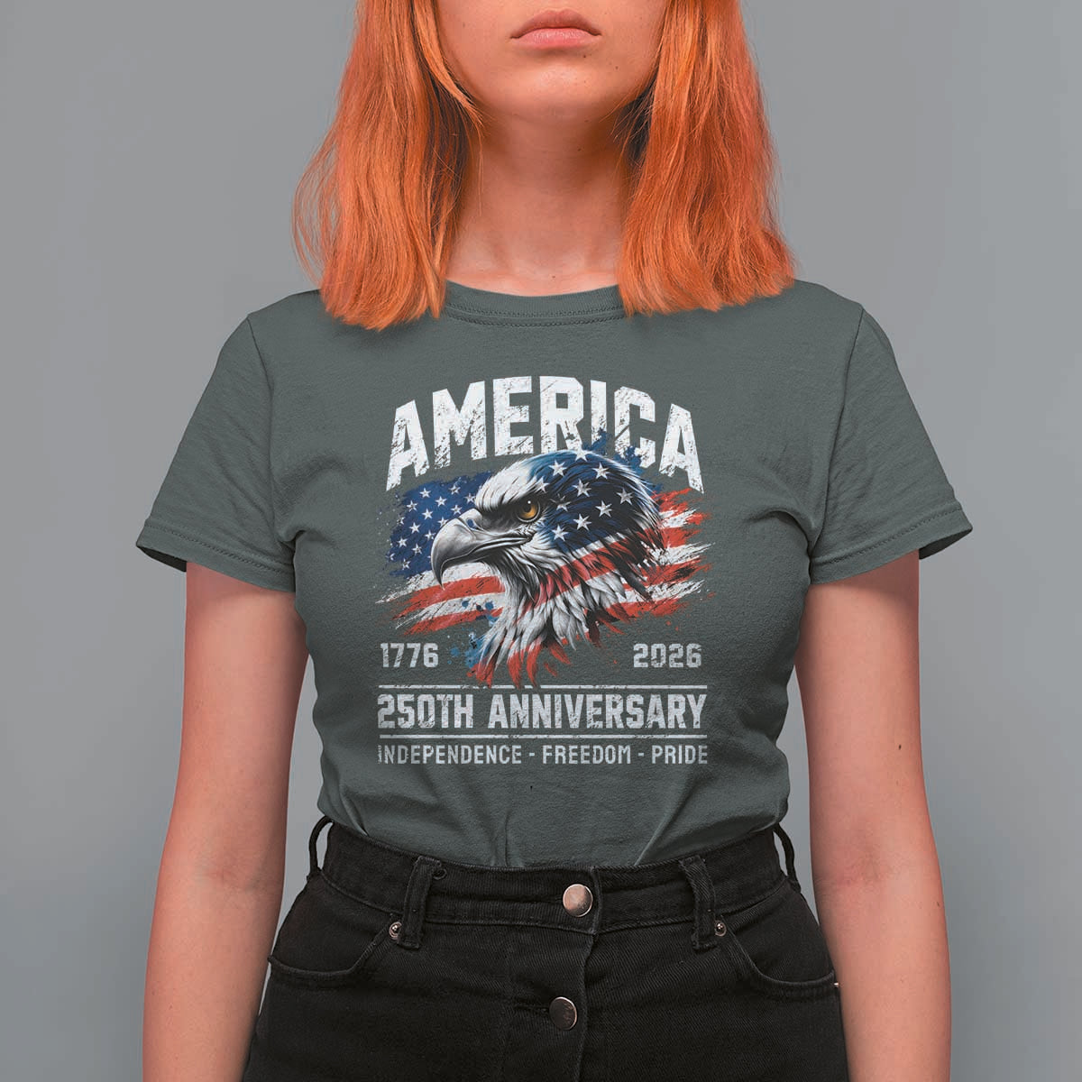 America 250th Anniversary T Shirt For Women USA Patriotic Eagle 1776 2026 Independence Freedom Pride