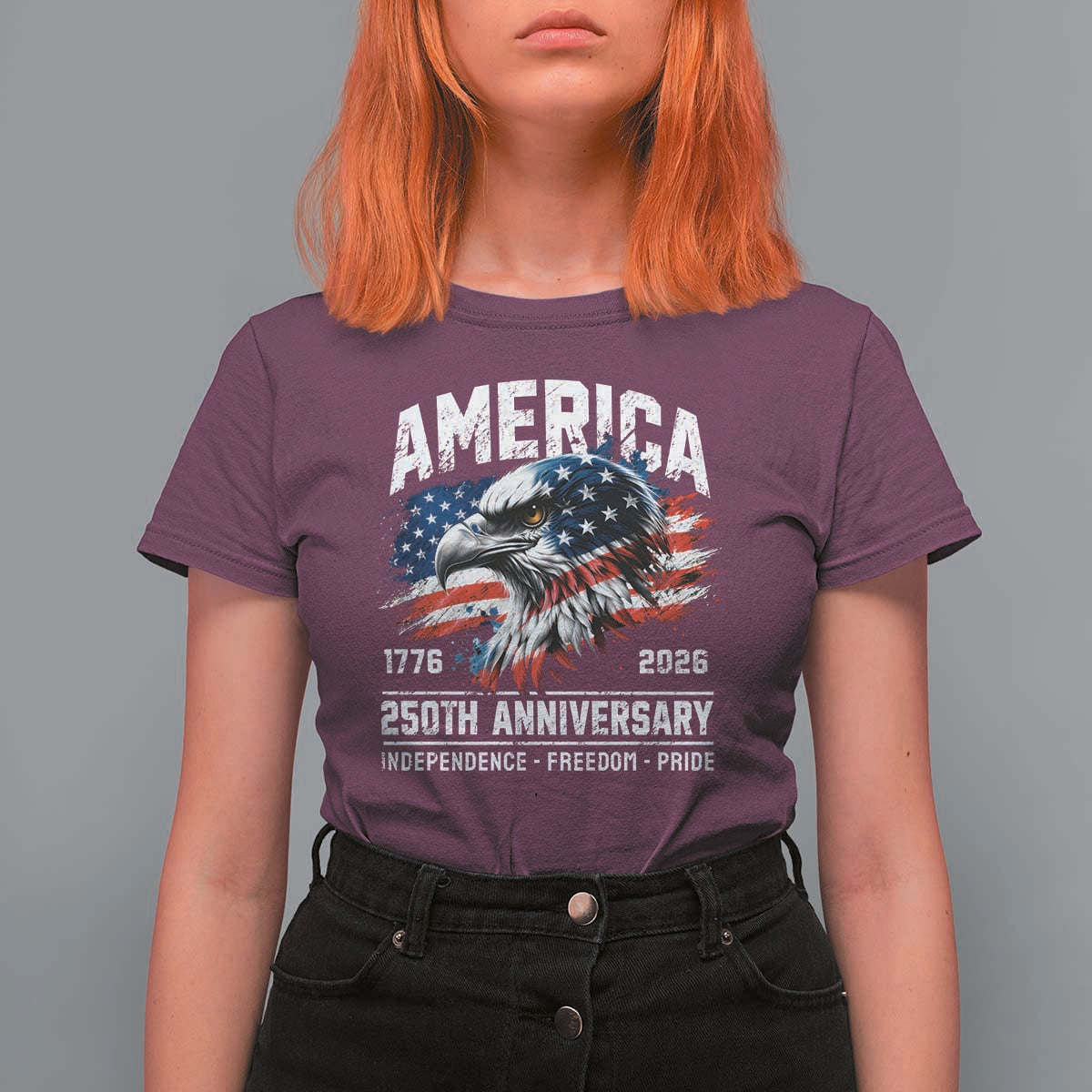 America 250th Anniversary T Shirt For Women USA Patriotic Eagle 1776 2026 Independence Freedom Pride