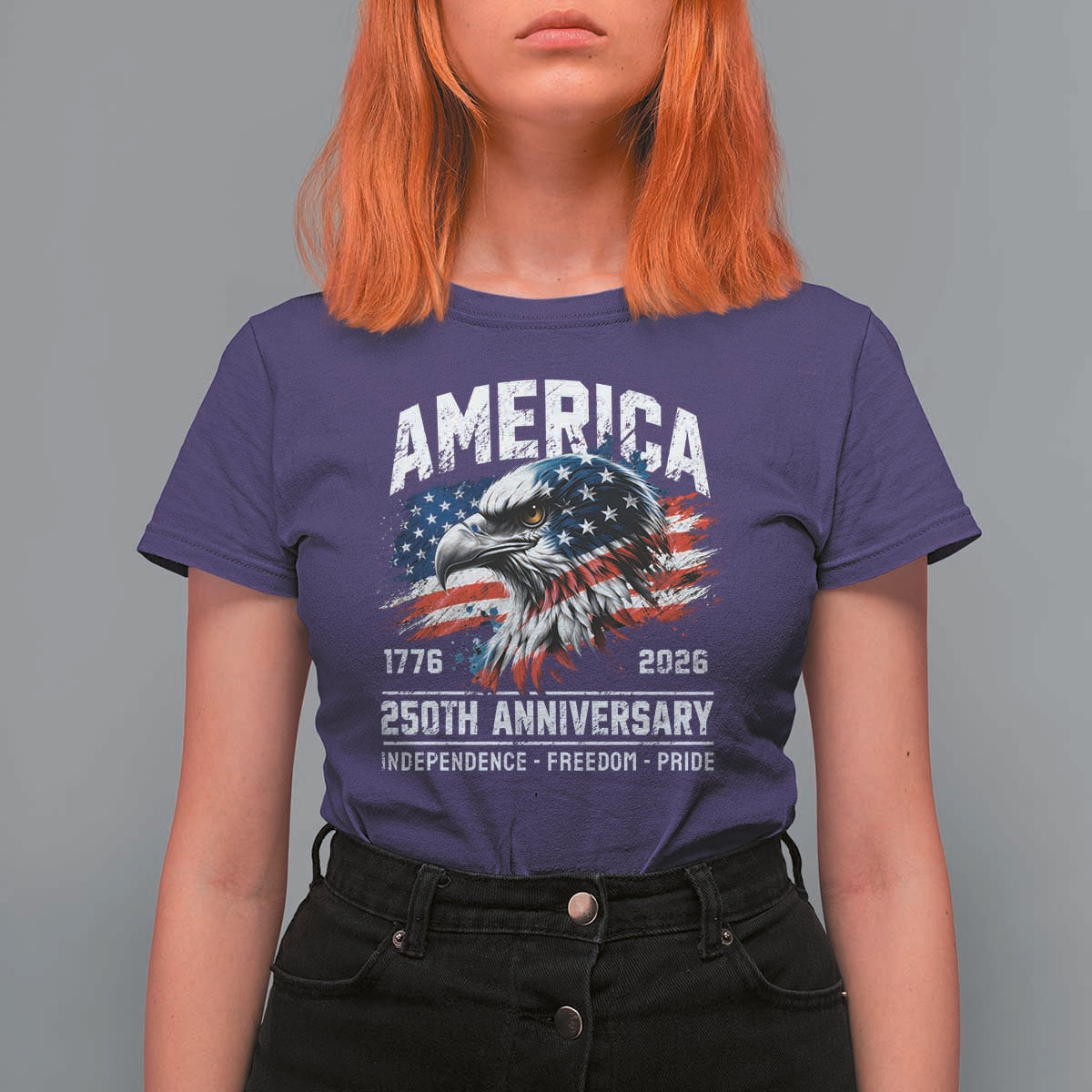 America 250th Anniversary T Shirt For Women USA Patriotic Eagle 1776 2026 Independence Freedom Pride