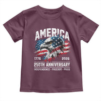 America 250th Anniversary Toddler T Shirt USA Patriotic Eagle 1776 2026 Independence Freedom Pride