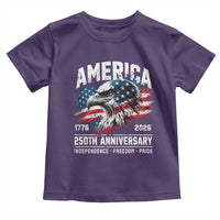 America 250th Anniversary Toddler T Shirt USA Patriotic Eagle 1776 2026 Independence Freedom Pride