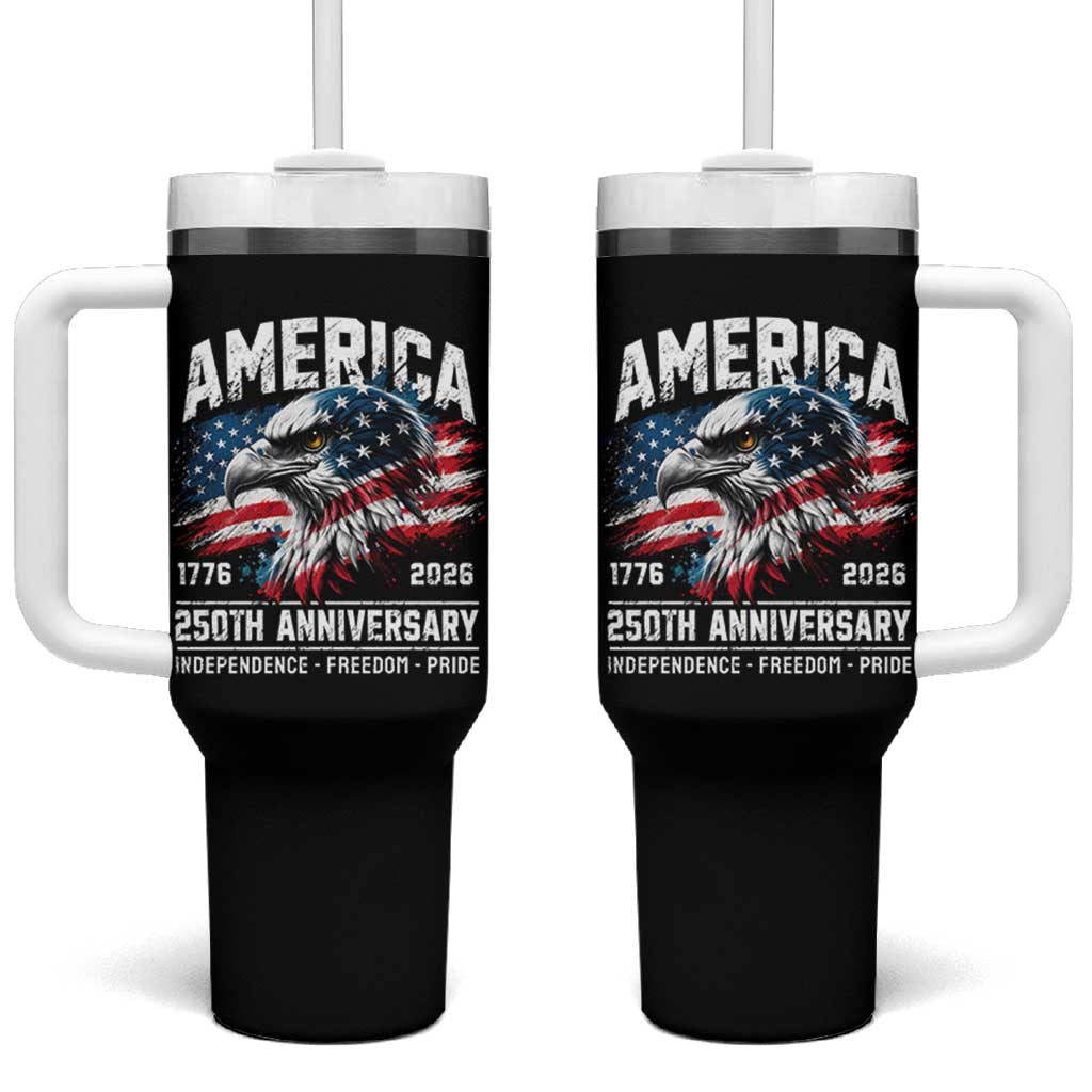 America 250th Anniversary Tumbler With Handle USA Patriotic Eagle 1776 2026 Independence Freedom Pride