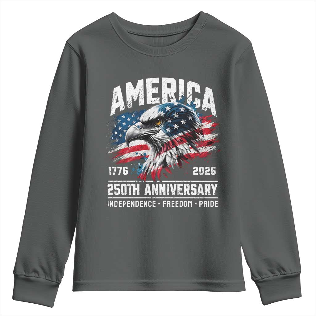 America 250th Anniversary Youth Sweatshirt USA Patriotic Eagle 1776 2026 Independence Freedom Pride