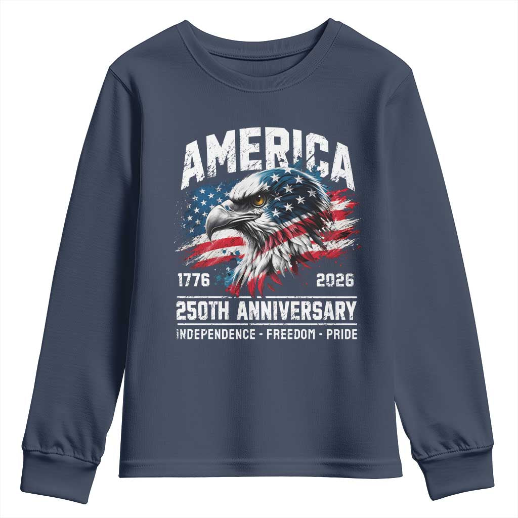 America 250th Anniversary Youth Sweatshirt USA Patriotic Eagle 1776 2026 Independence Freedom Pride