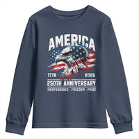 America 250th Anniversary Youth Sweatshirt USA Patriotic Eagle 1776 2026 Independence Freedom Pride