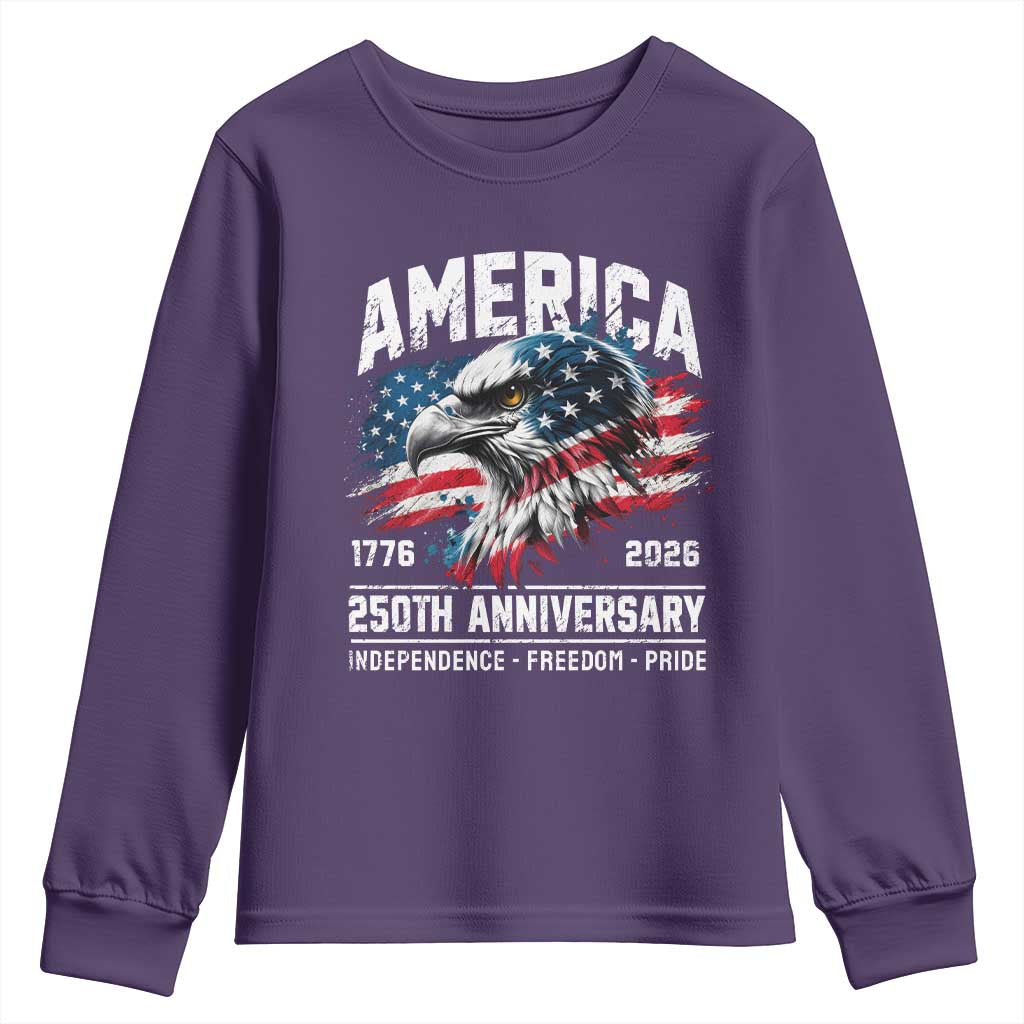 America 250th Anniversary Youth Sweatshirt USA Patriotic Eagle 1776 2026 Independence Freedom Pride