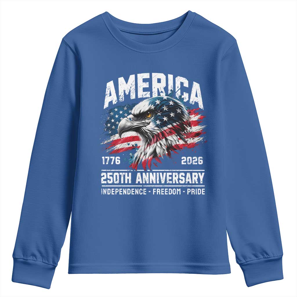 America 250th Anniversary Youth Sweatshirt USA Patriotic Eagle 1776 2026 Independence Freedom Pride