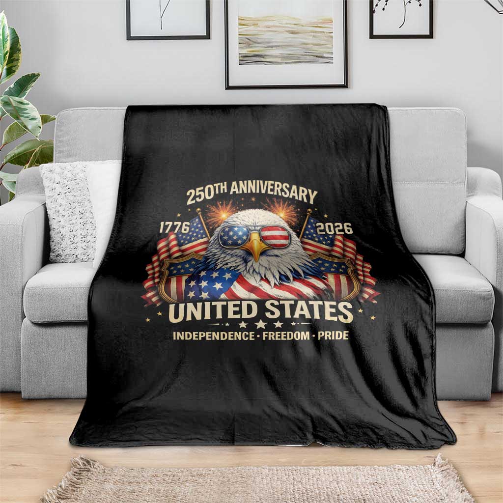 250 Anniversary USA 250th American 250 Years 4th July 2026 Throw Blanket