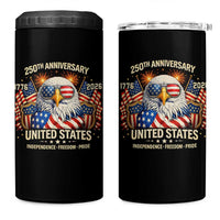 250 Anniversary USA 250th American 250 Years 4th July 2026 4 in 1 Can Cooler Tumbler