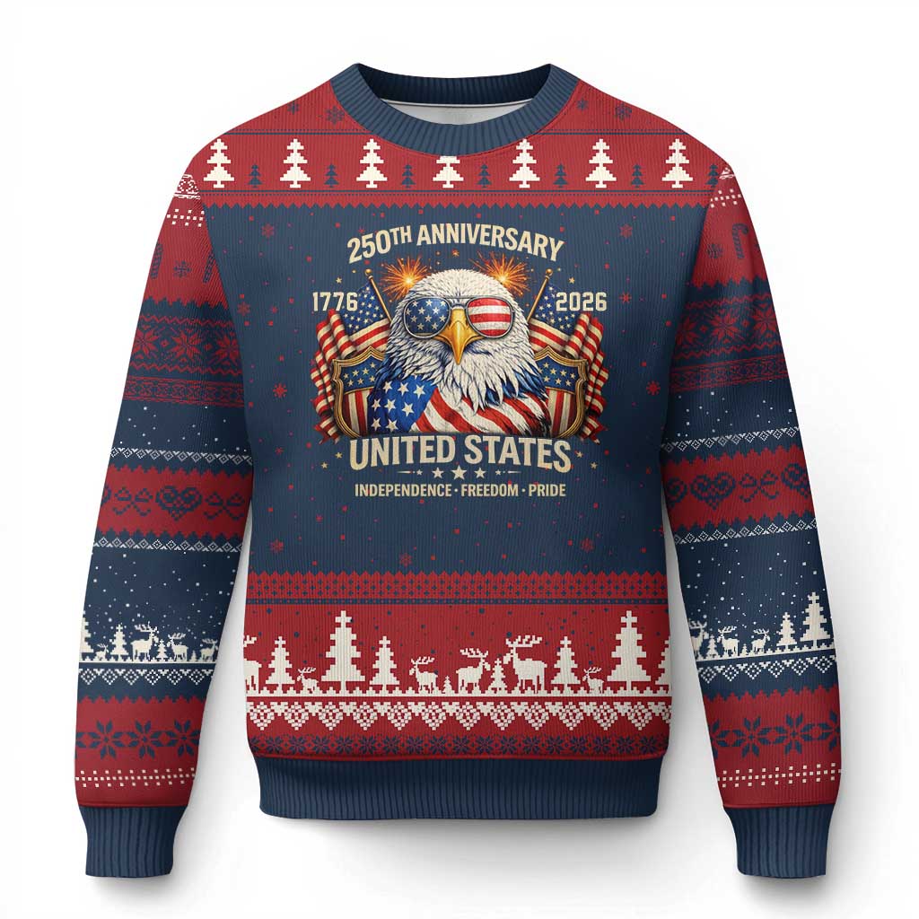 250 Anniversary USA 250th American 250 Years 4th July 2026 Ugly Christmas Sweater