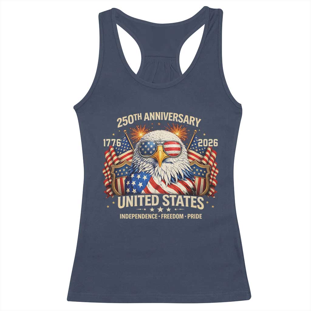 250 Anniversary USA 250th American 250 Years 4th July 2026 Racerback Tank Top