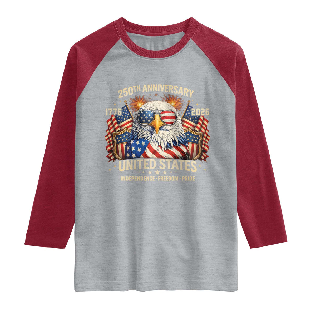 250 Anniversary USA 250th American 250 Years 4th July 2026 Raglan Shirt