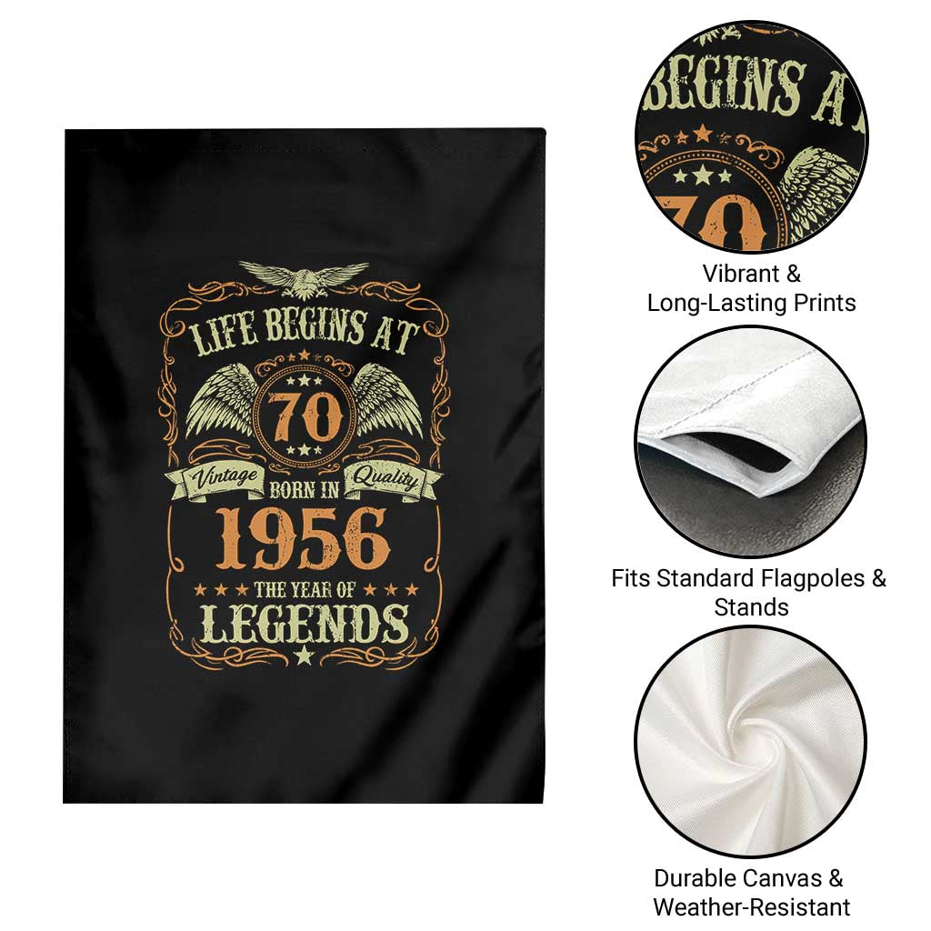 70th Birthday Garden Flag Life Begins At 70 Born In 1956 The Year Of Legends