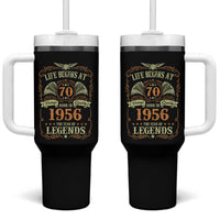 70th Birthday Tumbler With Handle Life Begins At 70 Born In 1956 The Year Of Legends