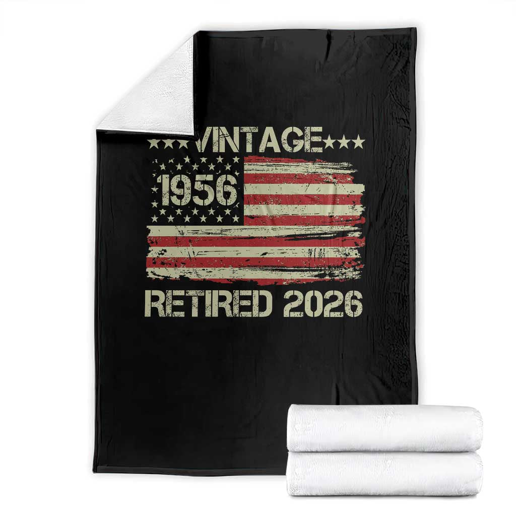 70th Birthday Retirement Throw Blanket Vintage 1956 Retired 2026 American Flag