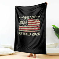 70th Birthday Retirement Throw Blanket Vintage 1956 Retired 2026 American Flag