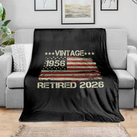 70th Birthday Retirement Throw Blanket Vintage 1956 Retired 2026 American Flag