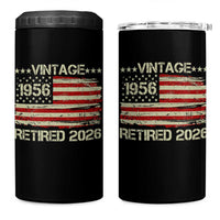 70th Birthday Retirement 4 in 1 Can Cooler Tumbler Vintage 1956 Retired 2026 American Flag