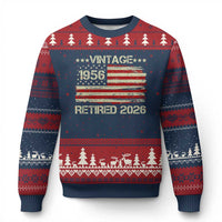 70th Birthday Retirement Ugly Christmas Sweater Vintage 1956 Retired 2026 American Flag