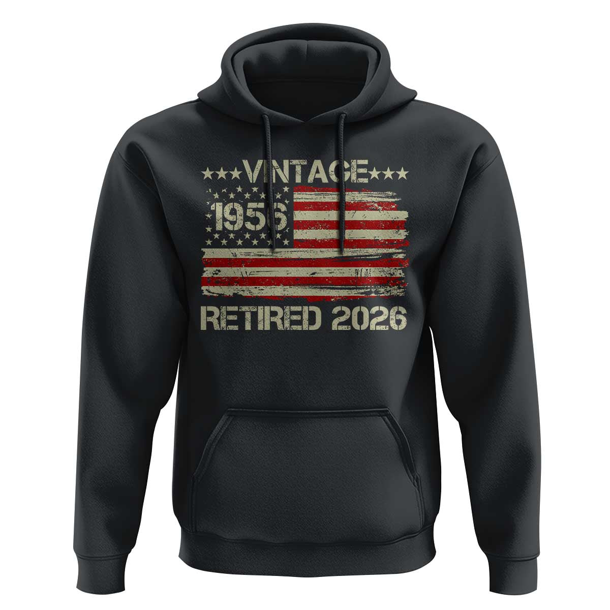 70th Birthday Retirement Hoodie Vintage 1956 Retired 2026 American Flag