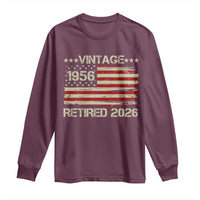 70th Birthday Retirement Long Sleeve Shirt Vintage 1956 Retired 2026 American Flag