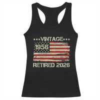 70th Birthday Retirement Racerback Tank Top Vintage 1956 Retired 2026 American Flag