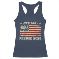 70th Birthday Retirement Racerback Tank Top Vintage 1956 Retired 2026 American Flag
