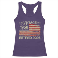 70th Birthday Retirement Racerback Tank Top Vintage 1956 Retired 2026 American Flag