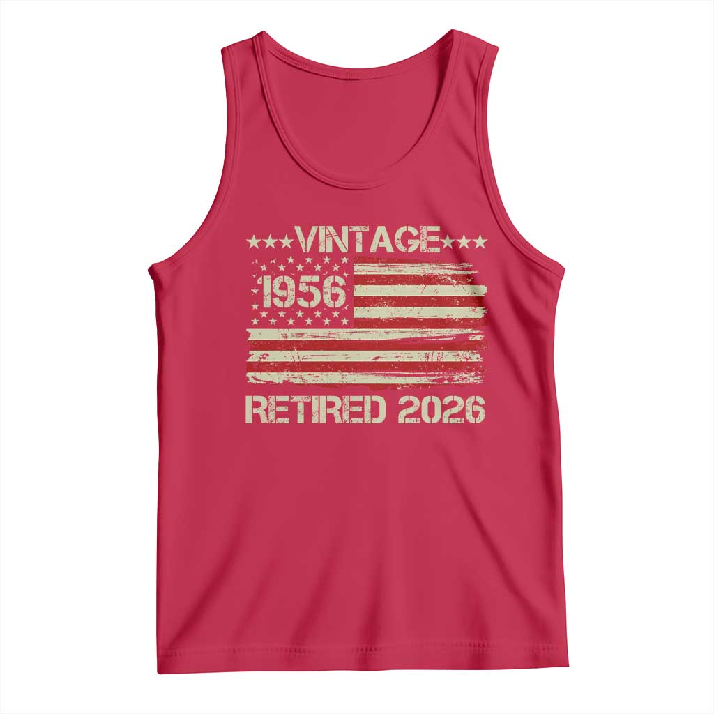 70th Birthday Retirement Tank Top Vintage 1956 Retired 2026 American Flag