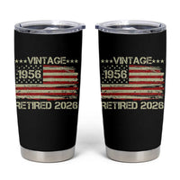 70th Birthday Retirement Tumbler Cup Vintage 1956 Retired 2026 American Flag