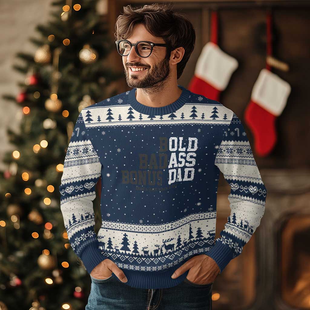 Bold Badass Bonus Dad Ugly Christmas Sweater Old Ass Dad Funny Father's Day Gift
