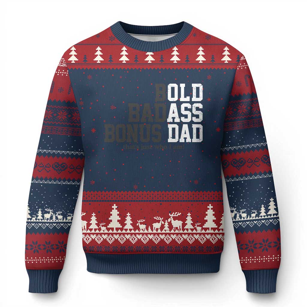 Bold Badass Bonus Dad Ugly Christmas Sweater Old Ass Dad Funny Father's Day Gift
