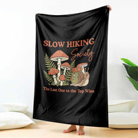 Slow Hiking Society The Last One to The Top Wins Throw Blanket Funny Snail Mountaineering