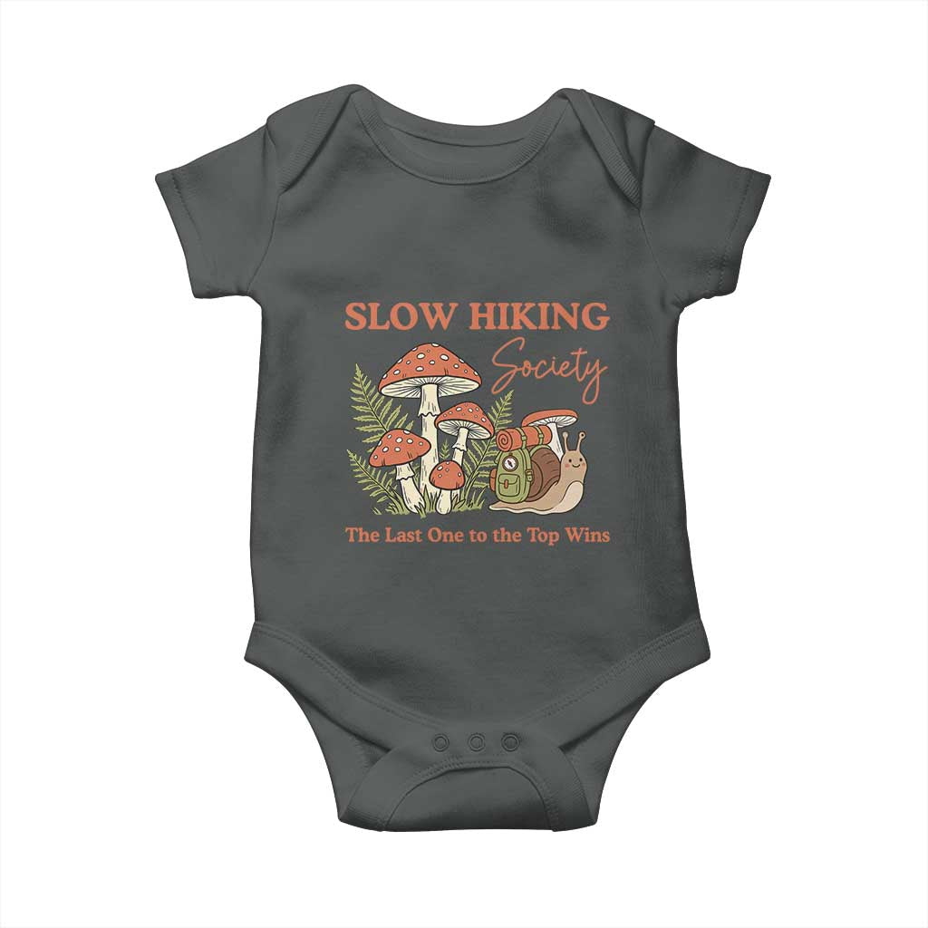 Slow Hiking Society The Last One to The Top Wins Baby Onesie Funny Snail Mountaineering