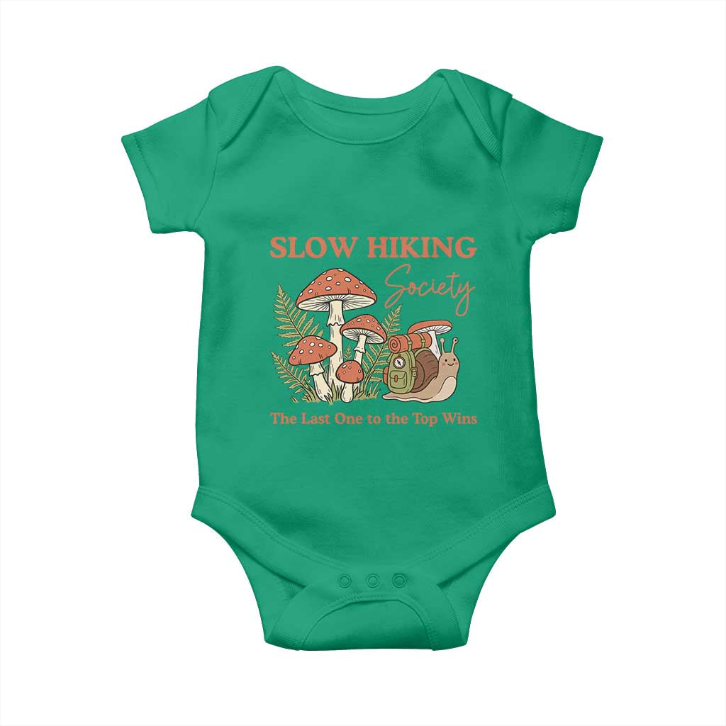 Slow Hiking Society The Last One to The Top Wins Baby Onesie Funny Snail Mountaineering