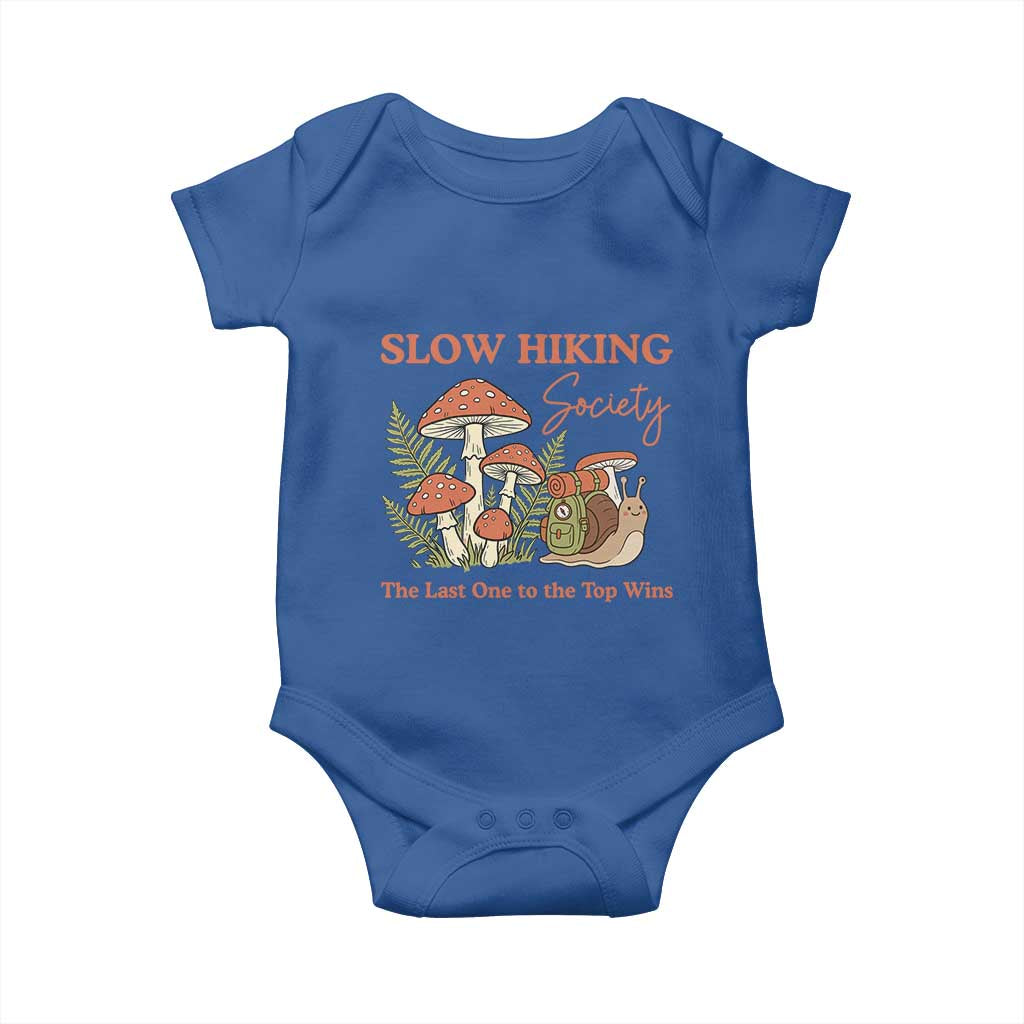 Slow Hiking Society The Last One to The Top Wins Baby Onesie Funny Snail Mountaineering